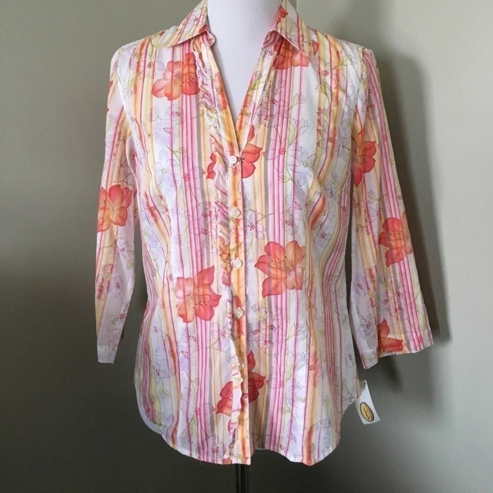 Talbots Ruffle Edged Blouse - Picture 2 of 7